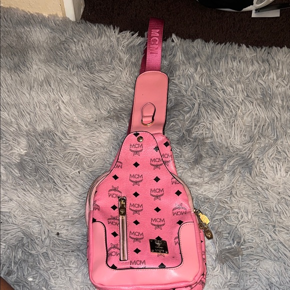 MCM Handbags - MCM Pink Logo Crossbody Sling Bag